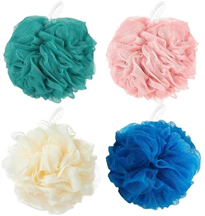Mesh Loofah Sponge Puff Pack, 50g Soft Pouf Body Scrubber, Exfoliate, Cleanse, Soothe Skin, 4 Colors for Men and Women Mesh Loofah Sponge Puff Pack, 50g Soft Pouf Body Scrubber, Exfoliate, Cleanse, Soothe Skin, 4 Colors for Men and Women