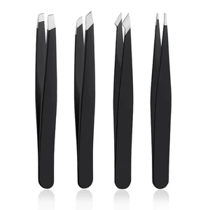 DTDNZKN 4-Piece Stainless Steel Tweezers Set, Black DTDNZKN 4-Piece Stainless Steel Tweezers Set, Black