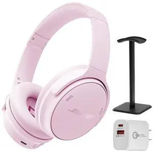 QuietComfort Wireless Noise Cancelling Over-Ear Headphones, Petal Pink, Bundle with USB-C/-A Wall Charger QuietComfort Wireless Noise Cancelling Over-Ear Headphones, Petal Pink, Bundle with USB-C/-A Wall Charger
