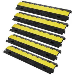 5 PCs TPU Cable Protector Ramp - Heavy Duty 2-Channel Speed Bumps for Road, Odor-Free Eco-Friendly TPU with TPR Cover, for Driveway, Hose, Floor Cord Cover, 22,000 lbs/Axle Capacity 5 PCs TPU Cable Protector Ramp - Heavy Duty 2-Channel Speed Bumps for Road, Odor-Free Eco-Friendly TPU with TPR Cover, for Driveway, Hose, Floor Cord Cover, 22,000 lbs/Axle Capacity