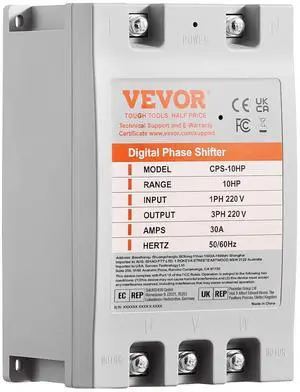 Single Phase to 3 Phase Converter - 10HP 30A 220V Input/Output Digital Phase Shifter for Residential & Light Commercial Use (One Converter for One Motor Only) Single Phase to 3 Phase Converter - 10HP 30A 220V Input/Output Digital Phase Shifter for Residential & Light Commercial Use (One Converter for One Motor Only)