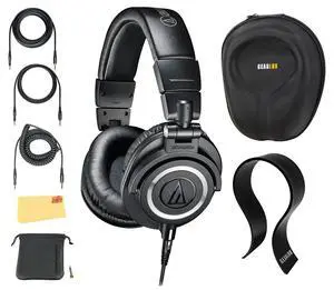 ATH-M50x Professional Monitor Headphones - Black Bundle with Case, Stand, and Austin Bazaar Polishing Cloth ATH-M50x Professional Monitor Headphones - Black Bundle with Case, Stand, and Austin Bazaar Polishing Cloth