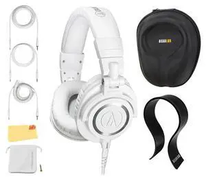 ATH-M50x Professional Monitor Headphones - White Bundle with Case, Stand, and Austin Bazaar Polishing Cloth ATH-M50x Professional Monitor Headphones - White Bundle with Case, Stand, and Austin Bazaar Polishing Cloth