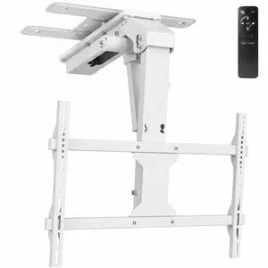 Swivel Electric Ceiling TV Mount, 37-70 in Screens, MOUNT-E-FD75CW-S | White, Swiveling, Large Motorized Flip Down, Flat Roof VESA Mount, Heavy Duty Steel, App and Voice Control, Holds 99 lbs Swivel Electric Ceiling TV Mount, 37-70 in Screens, MOUNT-E-FD75CW-S | White, Swiveling, Large Motorized Flip Down, Flat Roof VESA Mount, Heavy Duty Steel, App and Voice Control, Holds 99 lbs