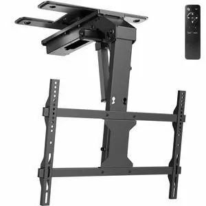 Swivel Electric Ceiling TV Mount, 37 to 70 in Screens, MOUNT-E-FD75C-S | Black, Swiveling, Large Motorized Flip Down, Flat Roof VESA Mount, Heavy Duty Steel, App and Voice Control, Holds 99 lbs Swivel Electric Ceiling TV Mount, 37 to 70 in Screens, MOUNT-E-FD75C-S | Black, Swiveling, Large Motorized Flip Down, Flat Roof VESA Mount, Heavy Duty Steel, App and Voice Control, Holds 99 lbs