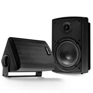 Outdoor Bluetooth Speakers, Daisy-Chain Pair, Wall-Mount, 6.5" | 6.5" outdoor wall-mount speakers, pair - IP44 all-weather - Bluetooth & AUX, expandable - remote incl Outdoor Bluetooth Speakers, Daisy-Chain Pair, Wall-Mount, 6.5" | 6.5" outdoor wall-mount speakers, pair - IP44 all-weather - Bluetooth & AUX, expandable - remote incl