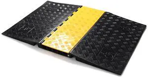 ADA Threshold Ramp for Wheelchair & Scooter, 5-Channel Rubber Cable | Protector 110,000 Lbs Capacity Heavy Duty Bridge Ramp Non-Slip Wire Cord Cover for Driveway & Events ADA Threshold Ramp for Wheelchair & Scooter, 5-Channel Rubber Cable | Protector 110,000 Lbs Capacity Heavy Duty Bridge Ramp Non-Slip Wire Cord Cover for Driveway & Events