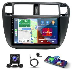 9" Android 13 Car Stereo for Honda Civic 1995-2000 HD Touch Screen Double Din Car Radio Receiver w/Wireless Carplay & Android Auto GPS Navigation Bluetooth AHD Mirror Link SWC Backup Camera Mic, 2+32G 9" Android 13 Car Stereo for Honda Civic 1995-2000 HD Touch Screen Double Din Car Radio Receiver w/Wireless Carplay & Android Auto GPS Navigation Bluetooth AHD Mirror Link SWC Backup Camera Mic, 2+32G