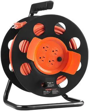 100FT Retractable Extension Cord Reel, with 4 Outlets and Dust Cover, Heavy Duty 12AWG SJTOW Power Cord, Portable Handle and Safety Overload Circuit Breaker, for Outdoor Indoor Toolshed Garage 100FT Retractable Extension Cord Reel, with 4 Outlets and Dust Cover, Heavy Duty 12AWG SJTOW Power Cord, Portable Handle and Safety Overload Circuit Breaker, for Outdoor Indoor Toolshed Garage