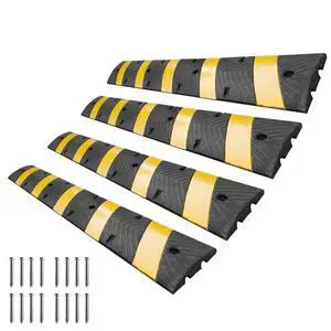 72" Rubber Speed Bumps for Road, Heavy Duty Cable Protector Ramp with High Reflective Yellow Stripe Speed Control Bump for Driveway, Garage, Parking Lot(4 Pack) 72" Rubber Speed Bumps for Road, Heavy Duty Cable Protector Ramp with High Reflective Yellow Stripe Speed Control Bump for Driveway, Garage, Parking Lot(4 Pack)