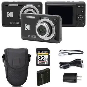 PIXPRO FZ55 Digital Camera Black | 16MP Compact Point & Shoot, 5X Optical Zoom, 28mm Wide Angle Lens, 1080P Full HD Video, Black + Camera Case & 32GB SD Card PIXPRO FZ55 Digital Camera Black | 16MP Compact Point & Shoot, 5X Optical Zoom, 28mm Wide Angle Lens, 1080P Full HD Video, Black + Camera Case & 32GB SD Card