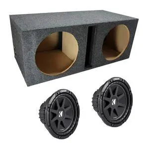 Kicker Comp C12 Dual 12" Vented Sub Box Loaded Subwoofer Enclosure | 600 watts peak power, preloaded 2-driver bass setup, ported air flow design, universal trunk fit, 12 inch size Kicker Comp C12 Dual 12" Vented Sub Box Loaded Subwoofer Enclosure | 600 watts peak power, preloaded 2-driver bass setup, ported air flow design, universal trunk fit, 12 inch size
