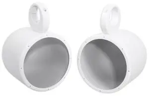 MAC80W White 7.7" Aluminum Speaker Pod Pair with Surface Clamps | White 6061 Aluminum Enclosures, 2 MAC360W 360° Surface Clamps, Stainless Quick-Release Hardware, 4-Items MAC80W White 7.7" Aluminum Speaker Pod Pair with Surface Clamps | White 6061 Aluminum Enclosures, 2 MAC360W 360° Surface Clamps, Stainless Quick-Release Hardware, 4-Items