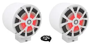 RKL80MW White 8" LED Marine Boat Speaker Pair with MAC80W Pods | 900W Peak Pair, White 7.7" 6061 Aluminum Enclosures, 2 MAC360W 360° Surface Clamps, Stainless Quick-Release Hardware, 6-Items RKL80MW White 8" LED Marine Boat Speaker Pair with MAC80W Pods | 900W Peak Pair, White 7.7" 6061 Aluminum Enclosures, 2 MAC360W 360° Surface Clamps, Stainless Quick-Release Hardware, 6-Items