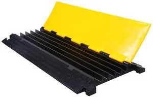Atlas Cable Protector Wire Ramp - 5 Channel 1 Pc - 35 Long Black & Yellow - 24000 Lbs Load Capacity - Rubber Speed Bump Wire Protector Cord Cover - CP9975 Atlas Cable Protector Wire Ramp - 5 Channel 1 Pc - 35 Long Black & Yellow - 24000 Lbs Load Capacity - Rubber Speed Bump Wire Protector Cord Cover - CP9975