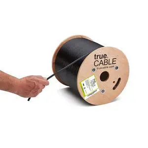 trueCABLE RG6 Dual Shield Coax, 500ft, Black, Riser Rated (CMR/CATVR/CL2), Bare Copper Conductor Coaxial Cable, 3GHz Sweep Tested trueCABLE RG6 Dual Shield Coax, 500ft, Black, Riser Rated (CMR/CATVR/CL2), Bare Copper Conductor Coaxial Cable, 3GHz Sweep Tested