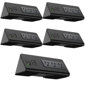 Desk Clamp Power Strip with USB-C Port, Nightstand Charging Station, 3 AC Outlets, 3 USB-A Ports, Fast Charger, Easy Installation for Home, Offices, Hotels 4.9 Ft, Black, 5 Pcs Desk Clamp Power Strip with USB-C Port, Nightstand Charging Station, 3 AC Outlets, 3 USB-A Ports, Fast Charger, Easy Installation for Home, Offices, Hotels 4.9 Ft, Black, 5 Pcs