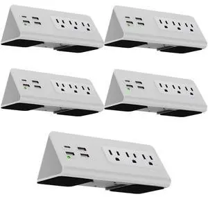 Desk Clamp Power Strip with USB-C Port, Nightstand Charging Station, 3 AC Outlets, 3 USB-A Ports, Fast Charger, Easy Installation for Home, Offices, Hotels 4.9 Ft, White, 5 Pcs Desk Clamp Power Strip with USB-C Port, Nightstand Charging Station, 3 AC Outlets, 3 USB-A Ports, Fast Charger, Easy Installation for Home, Offices, Hotels 4.9 Ft, White, 5 Pcs