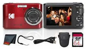 PIXPRO FZ45 16MP 4X Zoom Digital Camera (Red) (FZ45RD) + Case Bundle | For Travel, Family & Everyday Photography | Wide-Angle Lens | Full HD Video | 4x Optical Zoom + 64GB Memory Card + More PIXPRO FZ45 16MP 4X Zoom Digital Camera (Red) (FZ45RD) + Case Bundle | For Travel, Family & Everyday Photography | Wide-Angle Lens | Full HD Video | 4x Optical Zoom + 64GB Memory Card + More