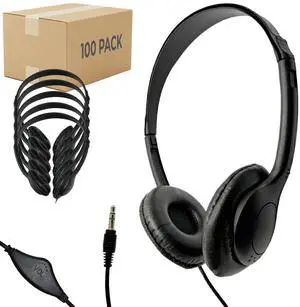 SNCCV Bulk Classroom Headphones 100 Pack, Black | Stereo, Leatherette Earpads, Volume Control, Ideal for Schools SNCCV Bulk Classroom Headphones 100 Pack, Black | Stereo, Leatherette Earpads, Volume Control, Ideal for Schools