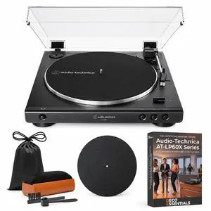 AT-LP60X-BK Fully Automatic Belt-Drive Stereo Turntable 33-1/3 & 45 RPM - Black Bundle with Deco Gear Master Guide, Vinyl Record Cleaning Kit, 12" Silicone Rubber Platter Mat AT-LP60X-BK Fully Automatic Belt-Drive Stereo Turntable 33-1/3 & 45 RPM - Black Bundle with Deco Gear Master Guide, Vinyl Record Cleaning Kit, 12" Silicone Rubber Platter Mat