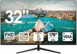 airFrame 32" FHD Monitor, 1920x1080, Ultrawide, VESA Mount Compatible, Tilt Adjustment, HDMI/VGA, Slim Bezel, for Home, Office, and Light Gaming airFrame 32" FHD Monitor, 1920x1080, Ultrawide, VESA Mount Compatible, Tilt Adjustment, HDMI/VGA, Slim Bezel, for Home, Office, and Light Gaming