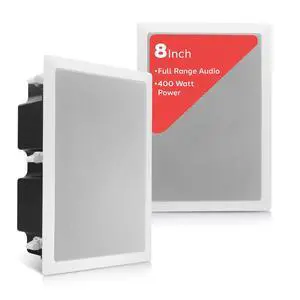 Ceiling Wall Mount Enclosed Speaker - 400 Watt Stereo In-wall / In-ceiling 8" Enclosed Full Range Deep Bass Speaker System - 50Hz-20kHz Frequency Response, 4-8 Ohm, Flush Mount - PDIW87 White Ceiling Wall Mount Enclosed Speaker - 400 Watt Stereo In-wall / In-ceiling 8" Enclosed Full Range Deep Bass Speaker System - 50Hz-20kHz Frequency Response, 4-8 Ohm, Flush Mount - PDIW87 White