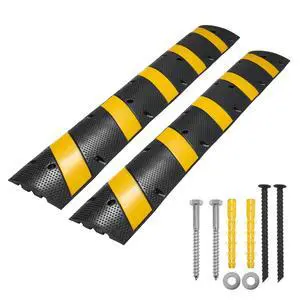 6FT Rubber Speed Bump, Heavy Duty Speed Bump Cable Protector Ramp for Driveway, Road Parking, Garage, Parking Lot, Warehouse,72" x 11.8" x 1.77" (2, 6FT No End Cap) 6FT Rubber Speed Bump, Heavy Duty Speed Bump Cable Protector Ramp for Driveway, Road Parking, Garage, Parking Lot, Warehouse,72" x 11.8" x 1.77" (2, 6FT No End Cap)