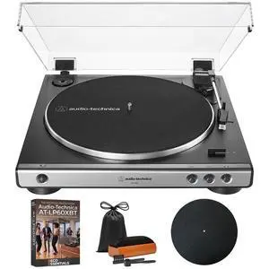 AT-LP60X-GM Fully Automatic Belt-Drive Turntable 33-1/3 & 45 RPM -Gunmetal/Black Bundle with Deco Gear Master Guide, Vinyl Record Cleaning Kit, 12" Silicone Rubber Platter Mat AT-LP60X-GM Fully Automatic Belt-Drive Turntable 33-1/3 & 45 RPM -Gunmetal/Black Bundle with Deco Gear Master Guide, Vinyl Record Cleaning Kit, 12" Silicone Rubber Platter Mat