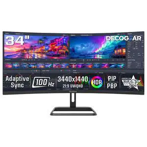 34-Inch Business Curved Super UltraWide WQHD Monitor 3440 × 1440 R1500 100Hz 1ms 100% sRGB HDR 2× DisplayPort 2× HDMI Tilt Adjustable PIP/PBP Low Blue Light, American Seller 34-Inch Business Curved Super UltraWide WQHD Monitor 3440 × 1440 R1500 100Hz 1ms 100% sRGB HDR 2× DisplayPort 2× HDMI Tilt Adjustable PIP/PBP Low Blue Light, American Seller