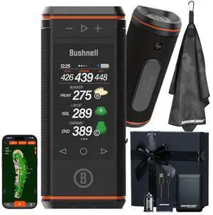 Bushnell Golf Wingman HD GPS Speaker with Color Touchscreen, Audible and Visual Front/Center/Back with Powerful 360 Degree Audio, Hazard Distances. Full Hole View and Signature Series Gift Bundle Bushnell Golf Wingman HD GPS Speaker with Color Touchscreen, Audible and Visual Front/Center/Back with Powerful 360 Degree Audio, Hazard Distances. Full Hole View and Signature Series Gift Bundle