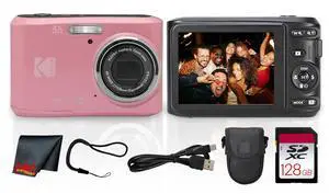 PIXPRO FZ45 4X Zoom Camera (FZ45PK) + Cleaning Cloth Bundle | For Travel, Family & Everyday Photography | Wide-Angle Lens | Full HD Video | 16MP | 4x Optical Zoom + 128GB Memory Card PIXPRO FZ45 4X Zoom Camera (FZ45PK) + Cleaning Cloth Bundle | For Travel, Family & Everyday Photography | Wide-Angle Lens | Full HD Video | 16MP | 4x Optical Zoom + 128GB Memory Card