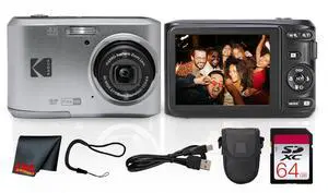 PIXPRO FZ45 4X Zoom Camera (Silver) (FZ45SR) + Case Bundle | For Travel, Family & Everyday Photography | Wide-Angle Lens | Full HD Video | 16MP | 4x Optical Zoom + 64GB Memory Card PIXPRO FZ45 4X Zoom Camera (Silver) (FZ45SR) + Case Bundle | For Travel, Family & Everyday Photography | Wide-Angle Lens | Full HD Video | 16MP | 4x Optical Zoom + 64GB Memory Card