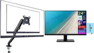 24" FHD IPS Monitor with Integrated Speakers, VESA Mount | 4 ms Response Time, Anti-Glare, Adaptive Sync, & Dockztorm Hub, VGA, HDMI, Black Color (Ergoflexy Single Mount Arm) 24" FHD IPS Monitor with Integrated Speakers, VESA Mount | 4 ms Response Time, Anti-Glare, Adaptive Sync, & Dockztorm Hub, VGA, HDMI, Black Color (Ergoflexy Single Mount Arm)