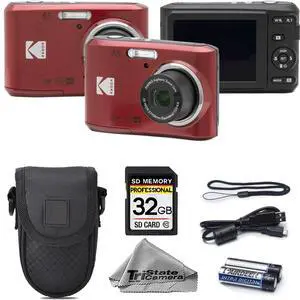 Kodak PIXPRO FZ45 Digital Camera, 16MP Compact Point & Shoot, 4X Optical Zoom, 27mm Wide Angle Lens, 1080P Full HD Video, Red + Camera Case & 32GB SD Card Kodak PIXPRO FZ45 Digital Camera, 16MP Compact Point & Shoot, 4X Optical Zoom, 27mm Wide Angle Lens, 1080P Full HD Video, Red + Camera Case & 32GB SD Card