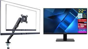 Vero 22" FHD 100Hz FreeSync Monitor | 4ms Response Time, Flicker Free, Anti Glare, VESA Mount, HDMI & Dockztorm USB Port Expander Ergoflexy Single Mount Arm Vero 22" FHD 100Hz FreeSync Monitor | 4ms Response Time, Flicker Free, Anti Glare, VESA Mount, HDMI & Dockztorm USB Port Expander Ergoflexy Single Mount Arm