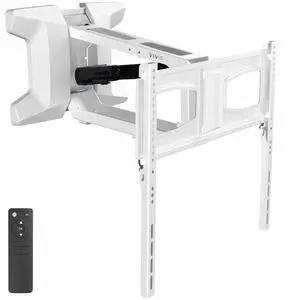 White Motorized TV Wall Mount for 37 to 70 in Screens, MOUNT-E-M070R-W | Height Adjustable, Above Fireplace, Electric Drop Down Mantel TV Mount with Remote Control, Holds 77 lbs White Motorized TV Wall Mount for 37 to 70 in Screens, MOUNT-E-M070R-W | Height Adjustable, Above Fireplace, Electric Drop Down Mantel TV Mount with Remote Control, Holds 77 lbs