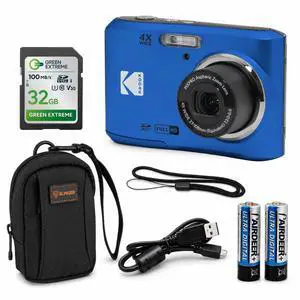 PIXPRO FZ45 Friendly Zoom 16MP Digital Camera, Blue, with 32GB Memory Card and Camera Bag, 4X Optical Zoom, 27mm Wide Angle Lens, 1080p Full HD Video, 2.7" LCD, AA Battery Powered PIXPRO FZ45 Friendly Zoom 16MP Digital Camera, Blue, with 32GB Memory Card and Camera Bag, 4X Optical Zoom, 27mm Wide Angle Lens, 1080p Full HD Video, 2.7" LCD, AA Battery Powered