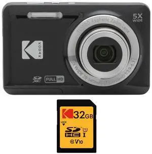 PIXPRO Friendly Zoom FZ55 Digital Camera (Black) Bundle | 32GB Class 10 UHS-I U1 SDHC Memory Card, (2 items) PIXPRO Friendly Zoom FZ55 Digital Camera (Black) Bundle | 32GB Class 10 UHS-I U1 SDHC Memory Card, (2 items)
