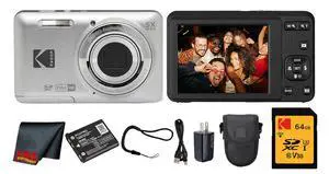 PIXPRO FZ55 Digital Camera (Silver) | 16MP Sensor, 5X Optical Zoom, 28mm Wide-Angle Lens & Full HD Video | Great for Travel & Beginner Photography (FZ55SR) + 64GB Card + Case + Cleaning Cloth PIXPRO FZ55 Digital Camera (Silver) | 16MP Sensor, 5X Optical Zoom, 28mm Wide-Angle Lens & Full HD Video | Great for Travel & Beginner Photography (FZ55SR) + 64GB Card + Case + Cleaning Cloth