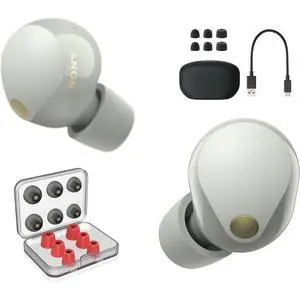 WF1000XM5/S Industry Leading Noise Canceling Truly Wireless Earbuds Silver Bundle with Deco Essentials 6 Pairs of in-Ear Earbud Tips (3 Memory Foam, 3 Silicone) (S/M/L Sizes) WF1000XM5/S Industry Leading Noise Canceling Truly Wireless Earbuds Silver Bundle with Deco Essentials 6 Pairs of in-Ear Earbud Tips (3 Memory Foam, 3 Silicone) (S/M/L Sizes)