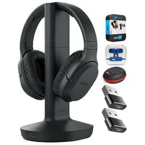WHRF400 Wireless Home Theater Headphones Black Bundle with Mizco Travelocity in-Ear Headphone (Colors May Vary), Headphone Case, 2X Converter Adapter and 1 YR CPS Enhanced Protection Pack WHRF400 Wireless Home Theater Headphones Black Bundle with Mizco Travelocity in-Ear Headphone (Colors May Vary), Headphone Case, 2X Converter Adapter and 1 YR CPS Enhanced Protection Pack