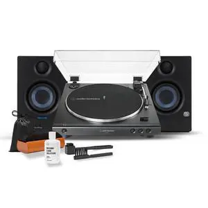 AT-LP60X-BK Fully Automatic Belt-Drive Stereo Turntable Bundle with Eris 3.5 Monitors and Vinyl Cleaning Kit | Includes Eris 3.5 Monitors and Vinyl Cleaning Kit AT-LP60X-BK Fully Automatic Belt-Drive Stereo Turntable Bundle with Eris 3.5 Monitors and Vinyl Cleaning Kit | Includes Eris 3.5 Monitors and Vinyl Cleaning Kit