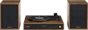 CR7019A-WA Alto Record Player with Speakers, Walnut | 3-Speed Turntable, Bluetooth In, Matching External Full-Range Stereo Speakers 100W Peak, FM Radio, Aux Input CR7019A-WA Alto Record Player with Speakers, Walnut | 3-Speed Turntable, Bluetooth In, Matching External Full-Range Stereo Speakers 100W Peak, FM Radio, Aux Input