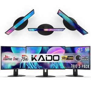 3-Pack Trio 22" Flat Screen 1920x1080 75Hz FHD Computer Monitor | Triple Monitor Setup HDMI Office Gaming Hybrid, VESA Wall Mount Arm Mount Built-in Speakers, Panoramic Display Multi-tasking 3-Pack Trio 22" Flat Screen 1920x1080 75Hz FHD Computer Monitor | Triple Monitor Setup HDMI Office Gaming Hybrid, VESA Wall Mount Arm Mount Built-in Speakers, Panoramic Display Multi-tasking