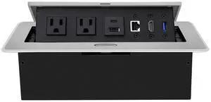 Conference Table Power Hub, Table Pop Up Power Strip Box with Type-C PD 20W Fast Charging Ports, LAN, HDMI(4K) and USB 3.0 for Conference Room Office Desk (Silver) Conference Table Power Hub, Table Pop Up Power Strip Box with Type-C PD 20W Fast Charging Ports, LAN, HDMI(4K) and USB 3.0 for Conference Room Office Desk (Silver)