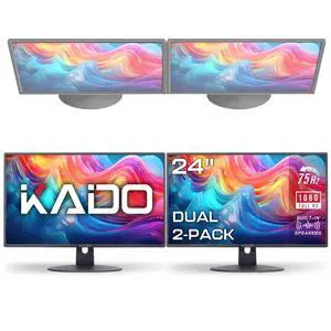 2-Pack Dual 24" Flat Screen 1920x1080 75Hz FHD Computer Monitor | Dual Monitor Setup HDMI Office Gaming Hybrid, VESA Wall Mount Arm Mount Built-in Speakers, Panoramic Display Multi-tasking 2-Pack Dual 24" Flat Screen 1920x1080 75Hz FHD Computer Monitor | Dual Monitor Setup HDMI Office Gaming Hybrid, VESA Wall Mount Arm Mount Built-in Speakers, Panoramic Display Multi-tasking