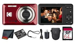 PIXPRO FZ55 Digital Camera (Red) | 16MP Sensor, 5X Optical Zoom, 28mm Wide-Angle Lens & Full HD Video | Great for Travel & Beginner Photography (FZ55RD) + 64GB Card + Case + Cleaning Cloth PIXPRO FZ55 Digital Camera (Red) | 16MP Sensor, 5X Optical Zoom, 28mm Wide-Angle Lens & Full HD Video | Great for Travel & Beginner Photography (FZ55RD) + 64GB Card + Case + Cleaning Cloth