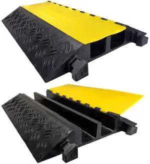2 Channel Extreme Rubber Cable Protector 3" Diameter Ramp Black Base/Yellow Lid 2 Channel Extreme Rubber Cable Protector 3" Diameter Ramp Black Base/Yellow Lid