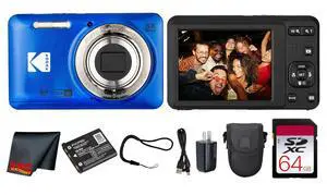 PIXPRO FZ55 Digital Camera (Blue) | 16MP Sensor, 5X Optical Zoom, 28mm Wide-Angle Lens & Full HD Video | Great for Travel & Beginner Photography (FZ55BL) + 64GB Card + Case + Cleaning Cloth PIXPRO FZ55 Digital Camera (Blue) | 16MP Sensor, 5X Optical Zoom, 28mm Wide-Angle Lens & Full HD Video | Great for Travel & Beginner Photography (FZ55BL) + 64GB Card + Case + Cleaning Cloth